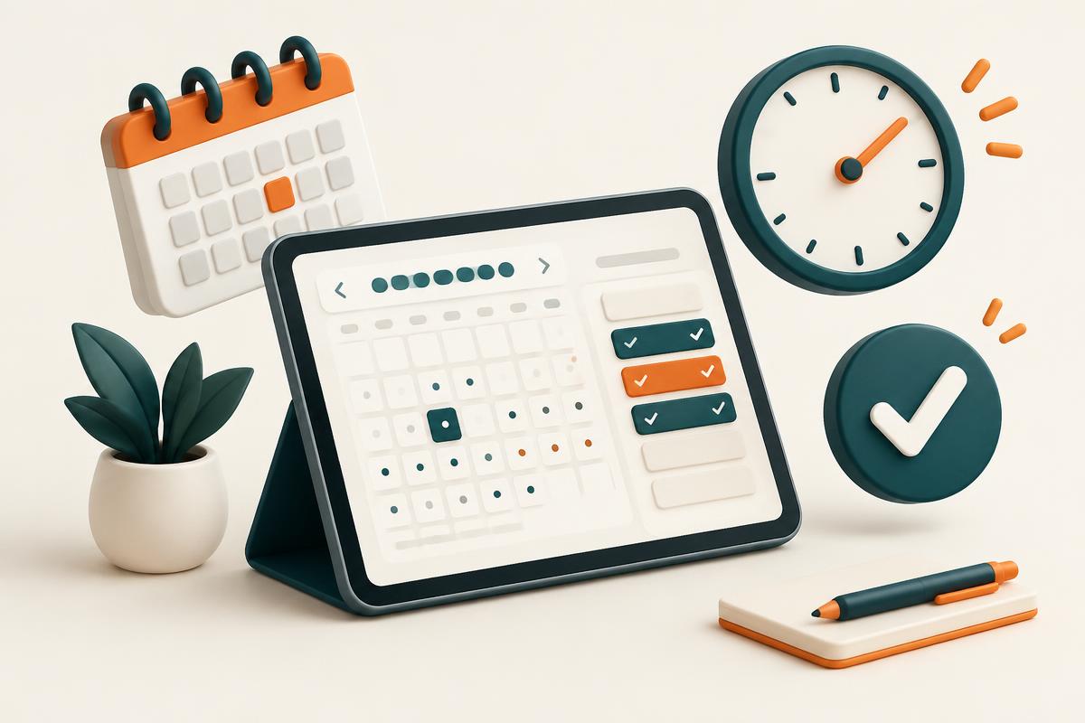 Digital illustrasjon av komplett bookingsystem